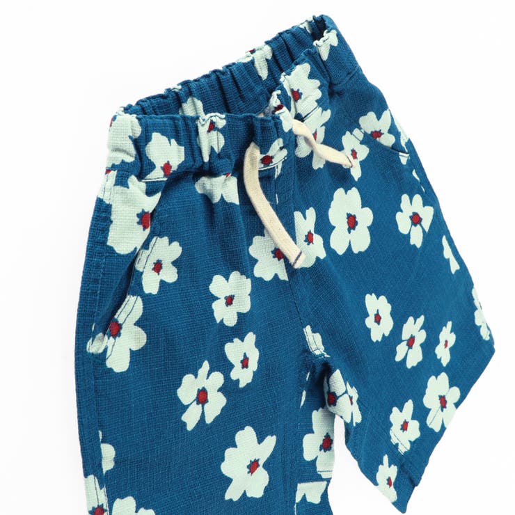 ブルー | 【爽パン / 綿100％】パナマ織り総柄ハーフパンツ | ブランシェス