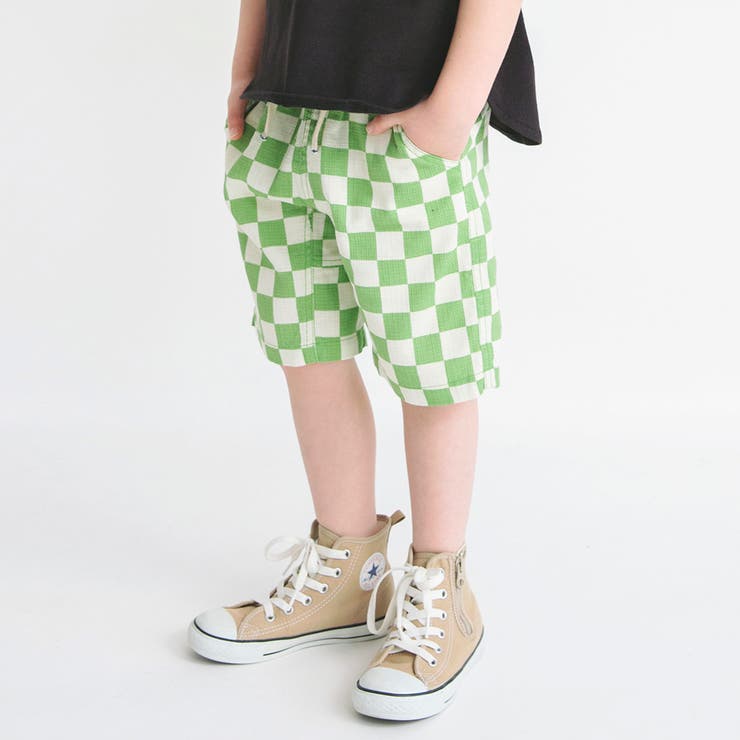 グリーン | 【爽パン / 綿100％】パナマ織り総柄ハーフパンツ | ブランシェス