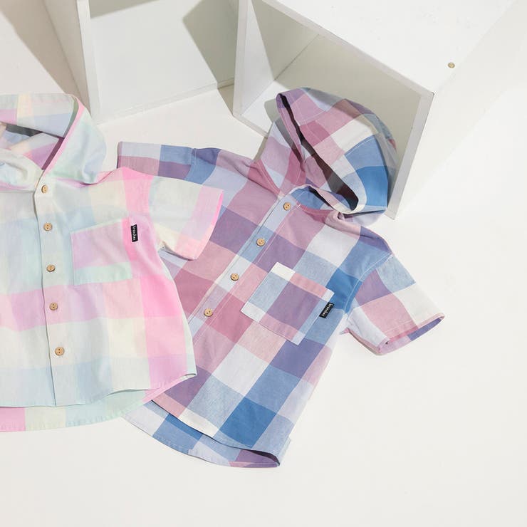 【おそろい】マドラスチェック柄半袖シャツパーカー | ブランシェス | 詳細画像12 