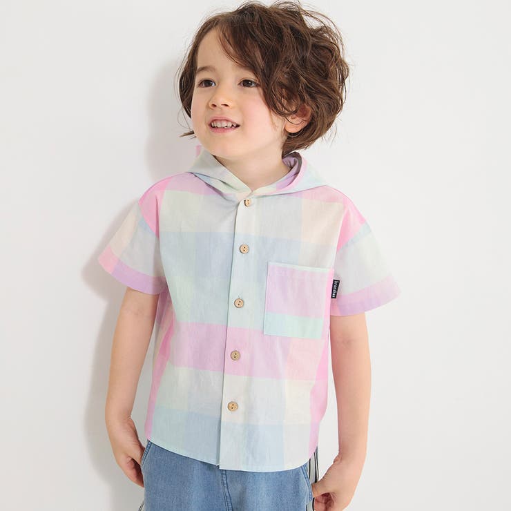 【おそろい】マドラスチェック柄半袖シャツパーカー | ブランシェス | 詳細画像16 