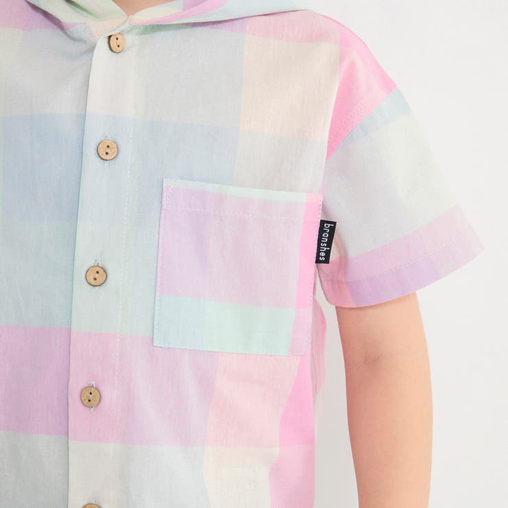 【おそろい】マドラスチェック柄半袖シャツパーカー | ブランシェス | 詳細画像17 