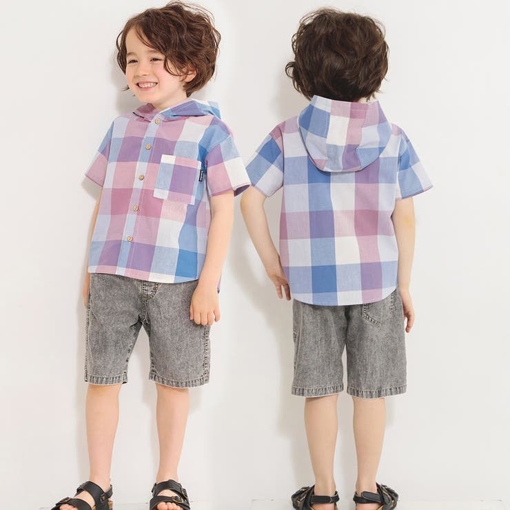 【おそろい】マドラスチェック柄半袖シャツパーカー | ブランシェス | 詳細画像3 