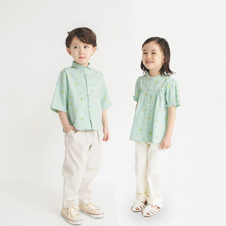 おそろい】ミモザ刺繍5分袖シャツ[品番：BRSK0008138]｜ブランシェス