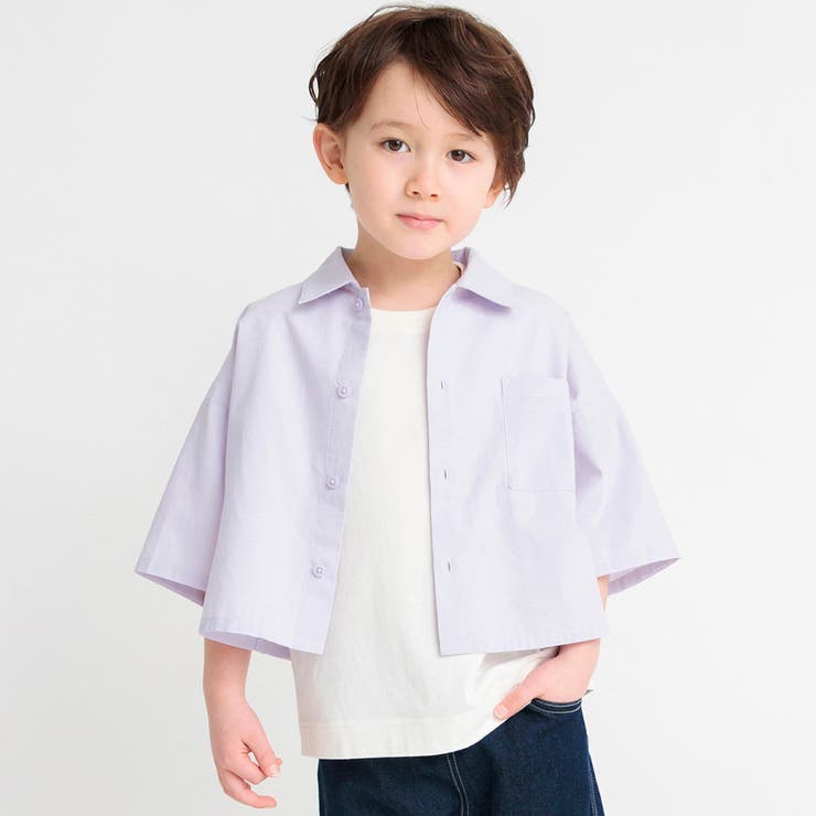 パープル | ドロップショルダー半袖シャツ | ブランシェス