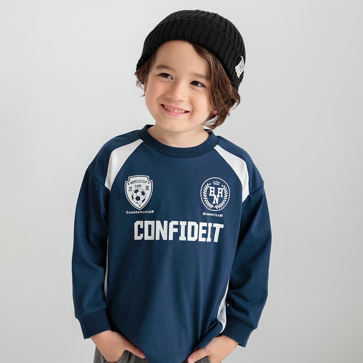 ネイビーブルー | 【ゆったりシルエット】ゲームTシャツ 長袖Tシャツ ロンＴ | ブランシェス