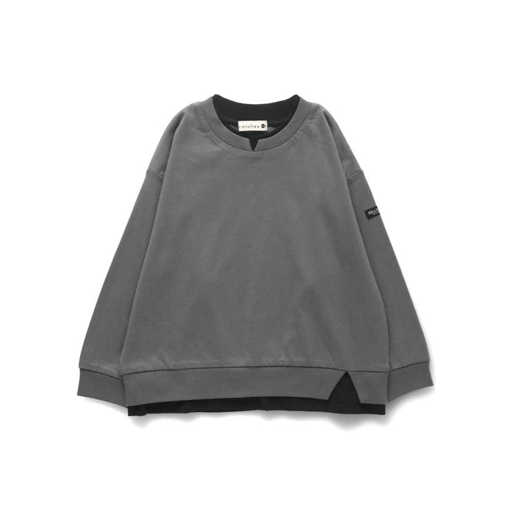 チャコールグレー | 重ね着風長袖Tシャツ ロンT | ブランシェス