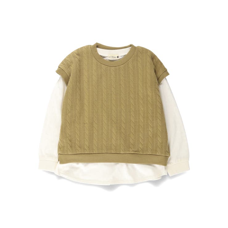 ケーブルニットベスト/長袖Tシャツ トップスセット | ブランシェス | 詳細画像2 