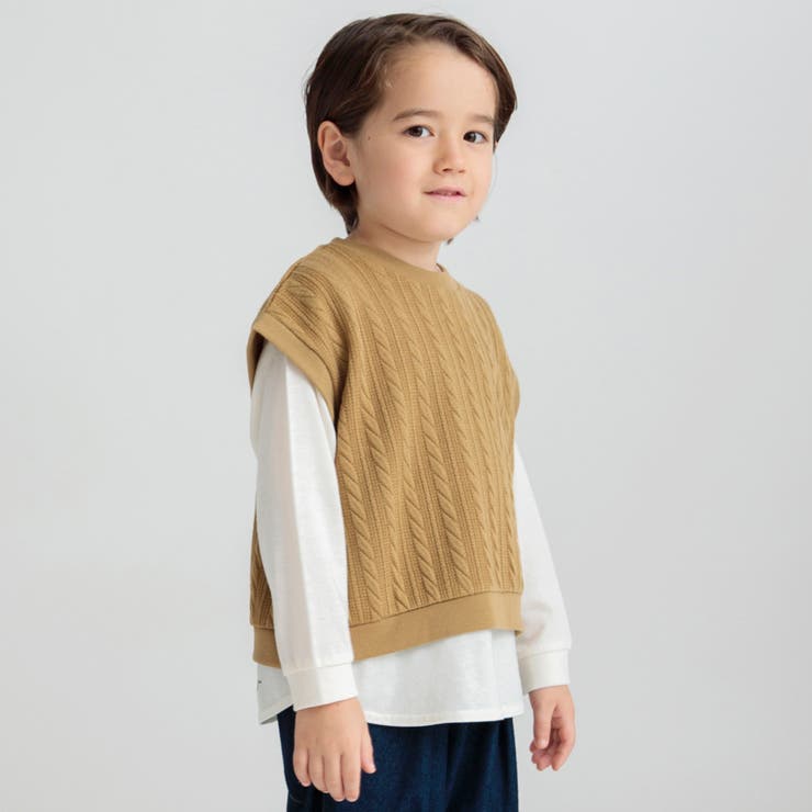 ケーブルニットベスト/長袖Tシャツ トップスセット | ブランシェス | 詳細画像7 