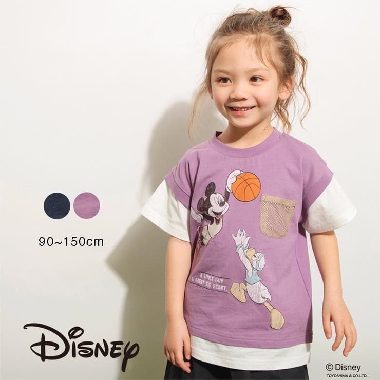 【Disney/ディズニー】スポーツグラフィック重ね着風半袖Tシャツ | ブランシェス | 詳細画像1 