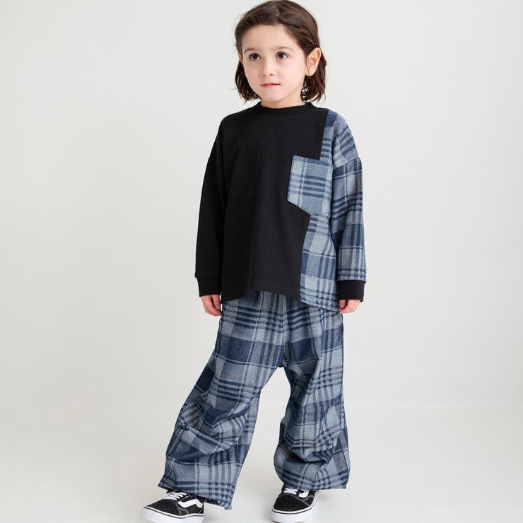 先染めチェックデニム切り替え長袖Tシャツ | ブランシェス | 詳細画像4 