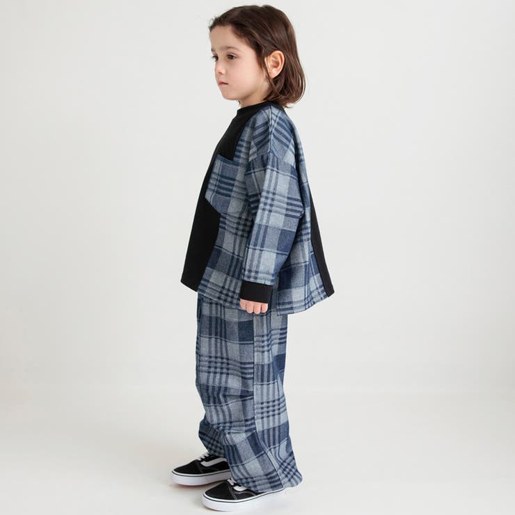 先染めチェックデニム切り替え長袖Tシャツ | ブランシェス | 詳細画像5 