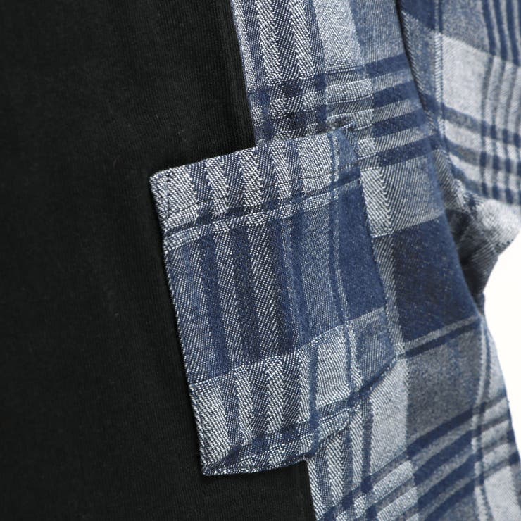 先染めチェックデニム切り替え長袖Tシャツ | ブランシェス | 詳細画像9 