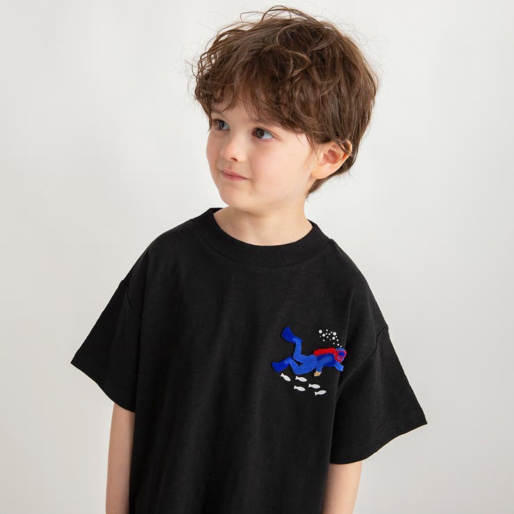 ブラック | ハブラシプリント半袖Tシャツ 春 トップス | ブランシェス