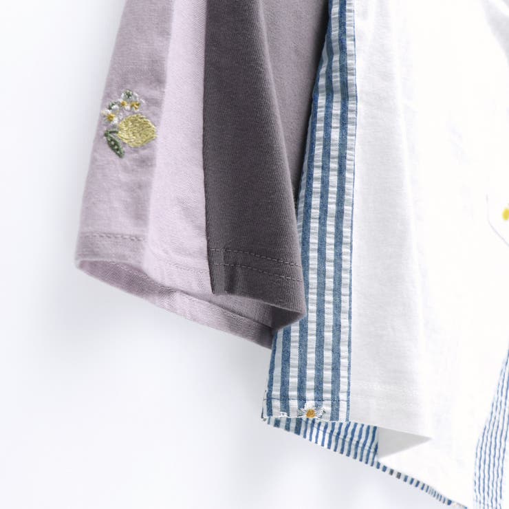 【おそろい】レモン＆フラワー総柄刺しゅう切替半袖Tシャツ 春 トップス | ブランシェス | 詳細画像12 