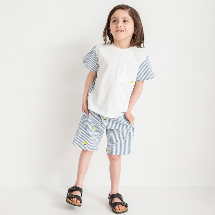 【おそろい】レモン＆フラワー総柄刺しゅう切替半袖Tシャツ 春 トップス | ブランシェス | 詳細画像3 