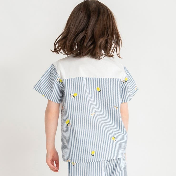 【おそろい】レモン＆フラワー総柄刺しゅう切替半袖Tシャツ 春 トップス | ブランシェス | 詳細画像6 