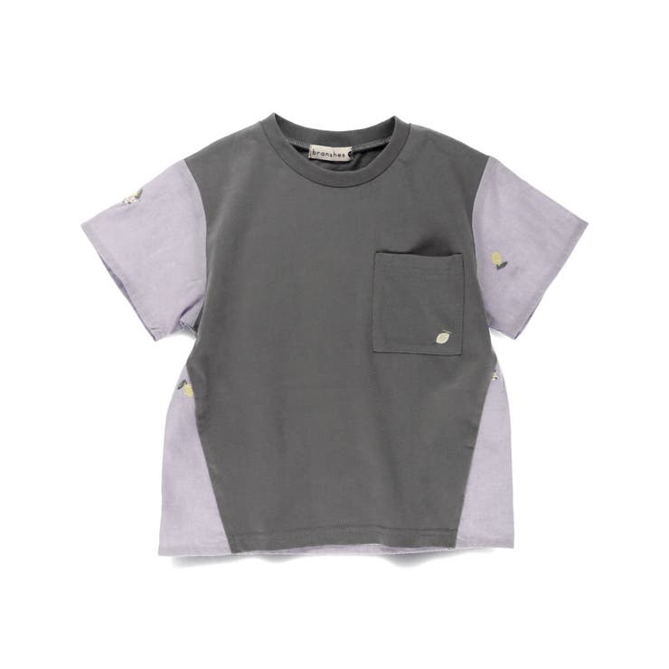 ラベンダー | 【おそろい】レモン＆フラワー総柄刺しゅう切替半袖Tシャツ 春 トップス | ブランシェス