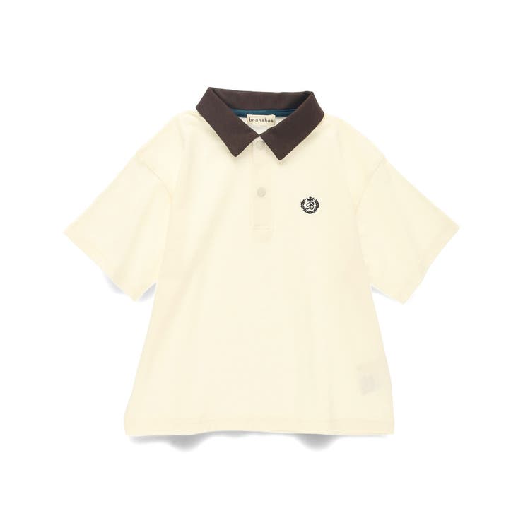 アイボリー | 【綿100%】ポロシャツ風配色半袖Tシャツ | ブランシェス