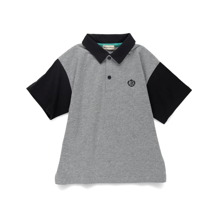 杢グレー | 【綿100%】ポロシャツ風配色半袖Tシャツ | ブランシェス