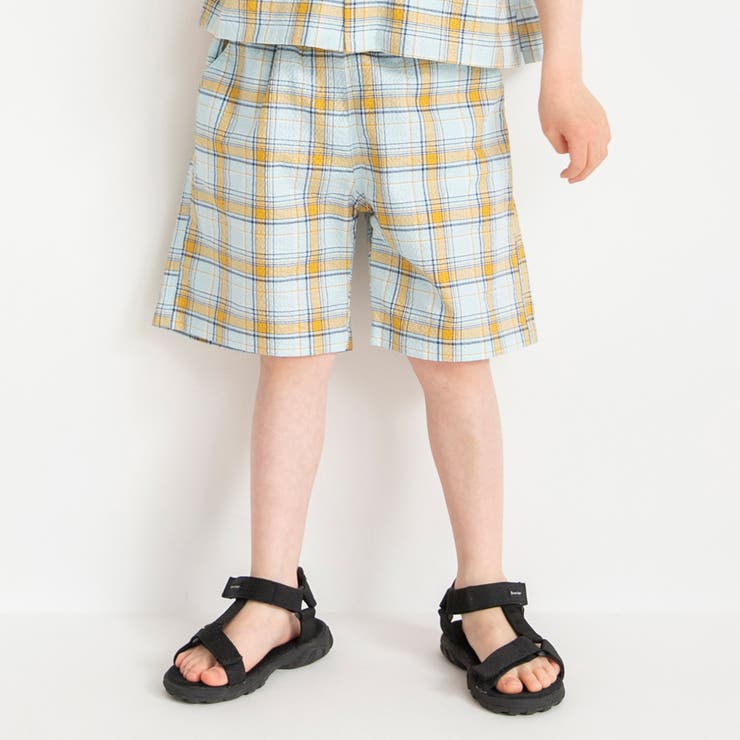 【おそろい】ぽこぽこ／サッカーチェック柄ハーフパンツ | ブランシェス | 詳細画像1 