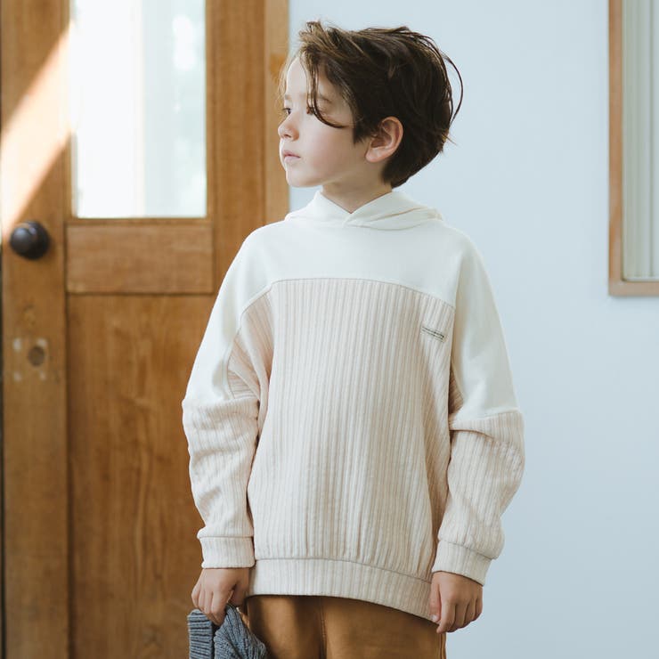 【おそろい】異素材切り替えパーカー | ブランシェス | 詳細画像1 