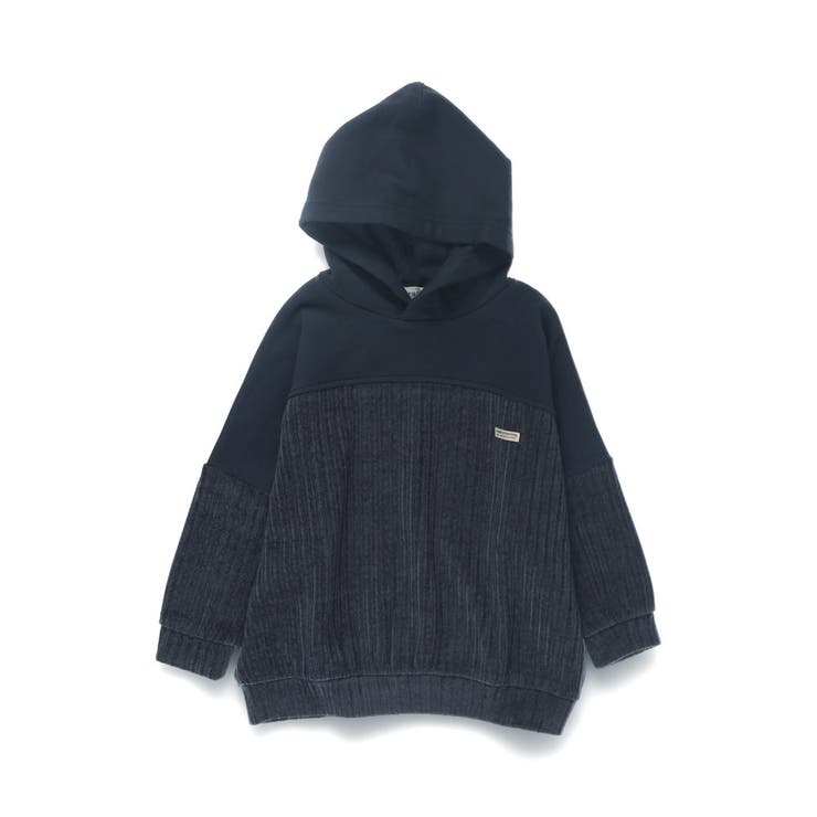 ネイビーブルー | 【おそろい】異素材切り替えパーカー | ブランシェス