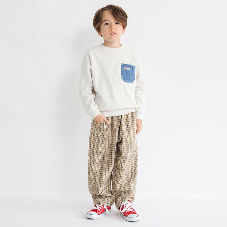 【デニム/異素材ポケット付】裏毛トレーナー | ブランシェス | 詳細画像4 