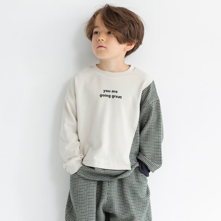 ライトベージュ | 【HOBOシャツ】トレーナー/150cm/キッズ/男の子/女の子/異素材切替 | ブランシェス