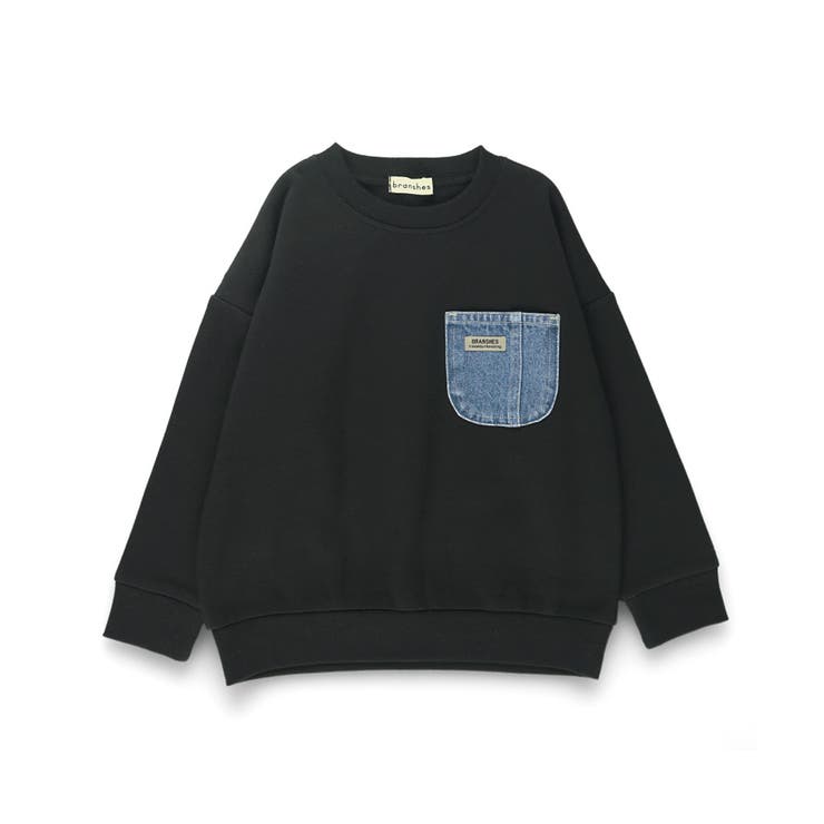 ブラック | 【あったか デニム ポケット付】裏起毛トレーナー | ブランシェス