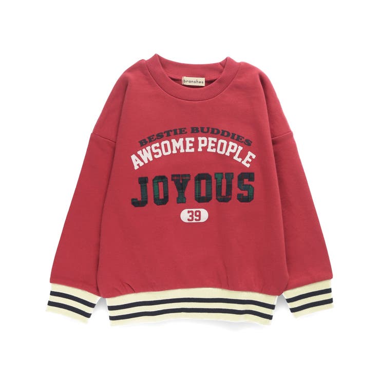 エンジ | ロゴアップリケ裏毛トレーナー | ブランシェス