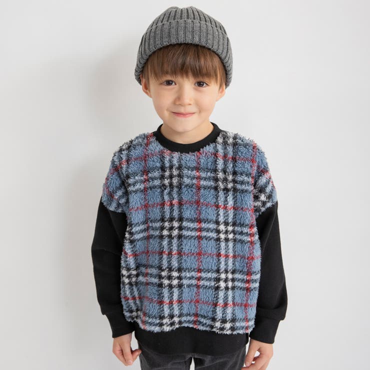 ブラック | ボア切替 裏起毛トレーナー キッズ | ブランシェス