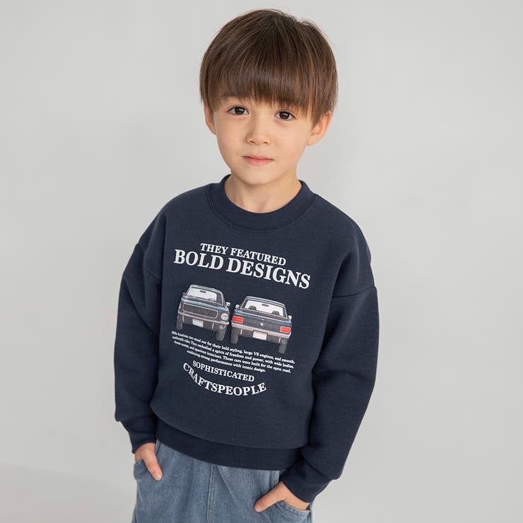 ネイビーブルー | ビンテージカー裏起毛トレーナー 150cm 男の子 | ブランシェス