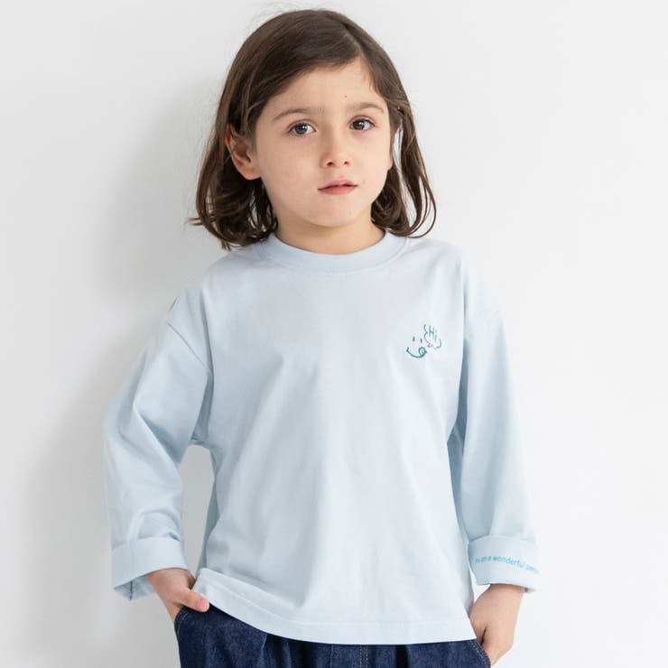 ブルー | ワンポイント刺繍長袖Tシャツ ロンT/男の子/女の子/150cm/2WAY | ブランシェス