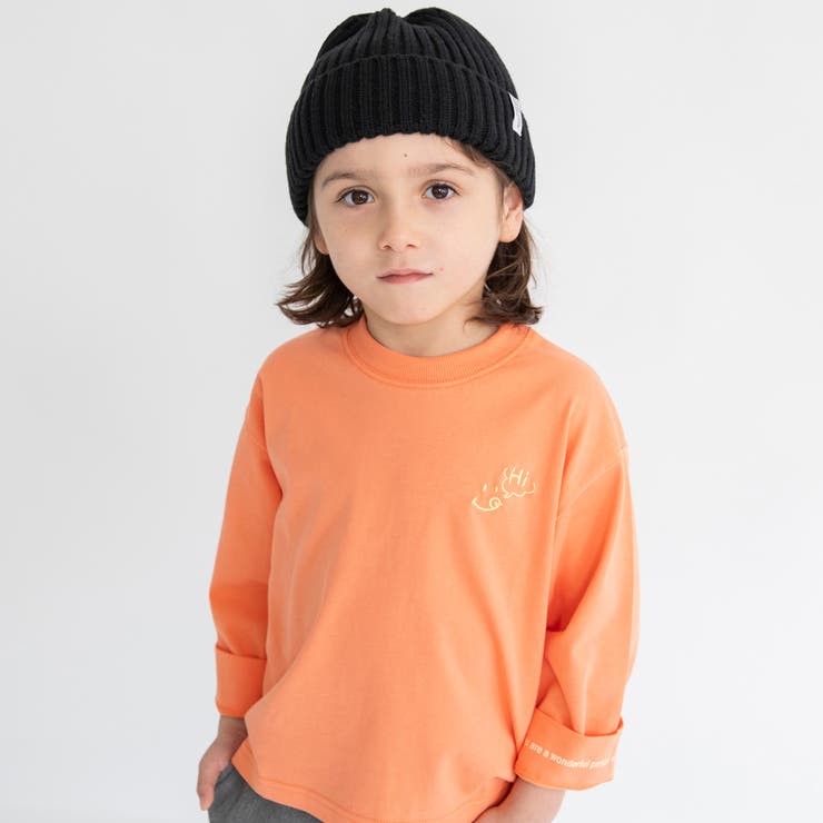 ライトオレンジ | ワンポイント刺繍長袖Tシャツ ロンT/男の子/女の子/150cm/2WAY | ブランシェス
