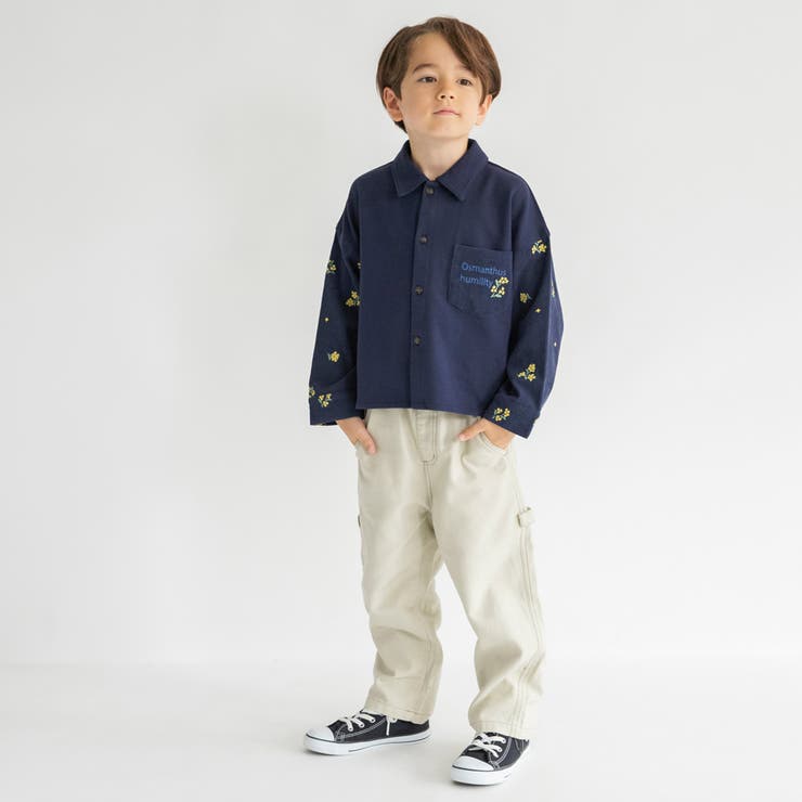 【おそろい】きんもくせい刺しゅう長袖シャツ | ブランシェス | 詳細画像3 