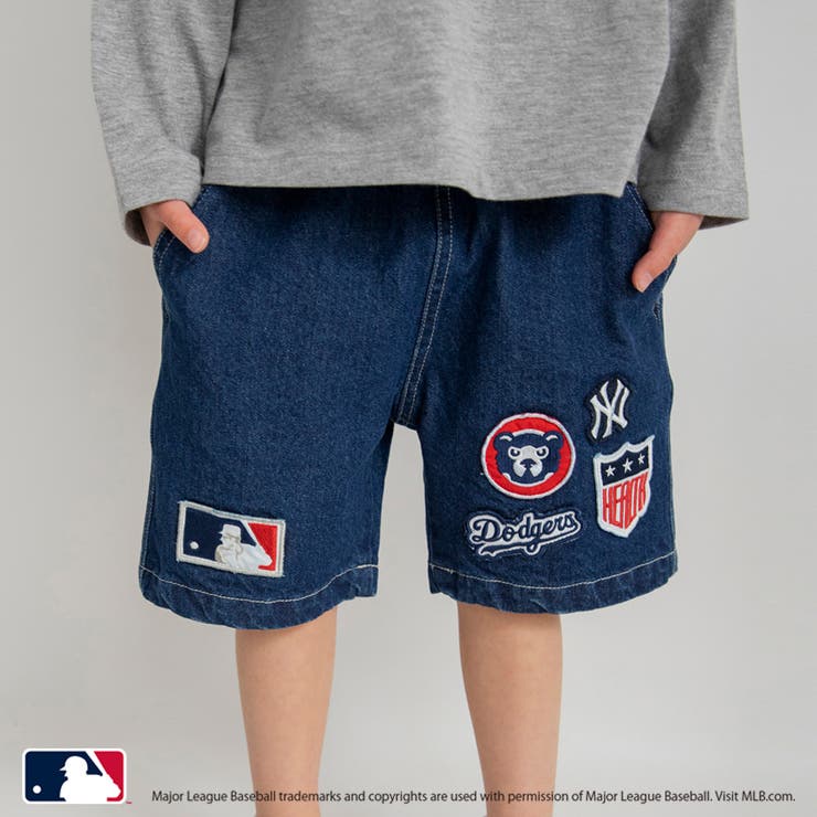 ブルー | ワッペンデニムハーフパンツ | ブランシェス