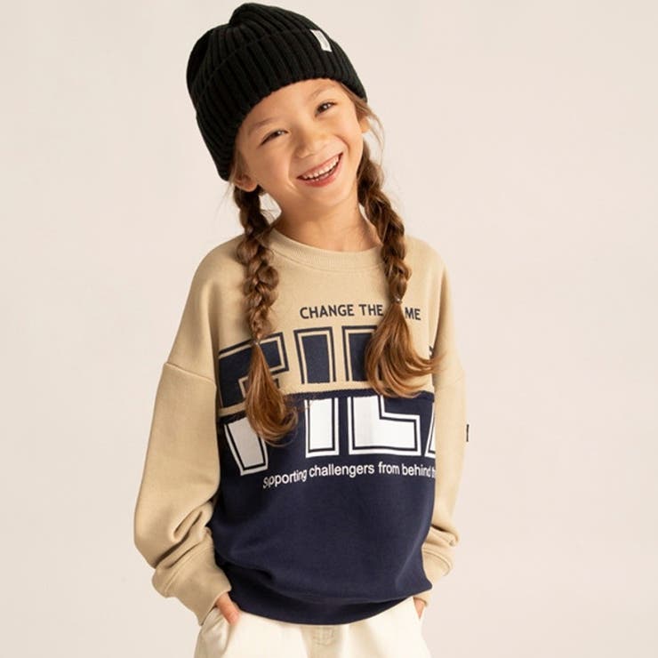 ベージュ | 【FILA フィラ別注】切り替えトレーナー 150cm | ブランシェス