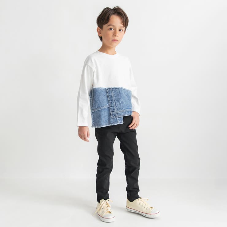 【デニム×コットン】異素材レイヤード長袖Tシャツ キッズ 男の子 | ブランシェス | 詳細画像4 