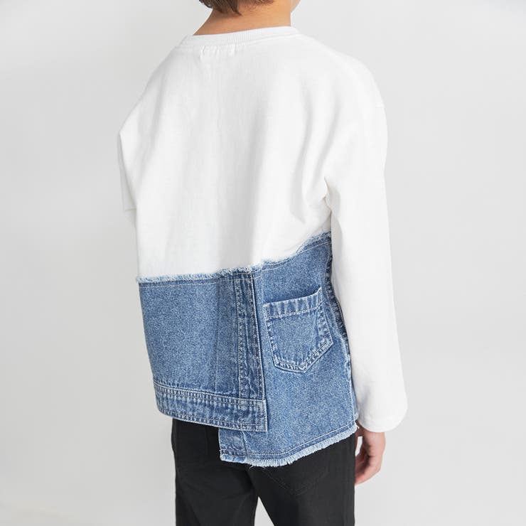 【デニム×コットン】異素材レイヤード長袖Tシャツ キッズ 男の子 | ブランシェス | 詳細画像7 