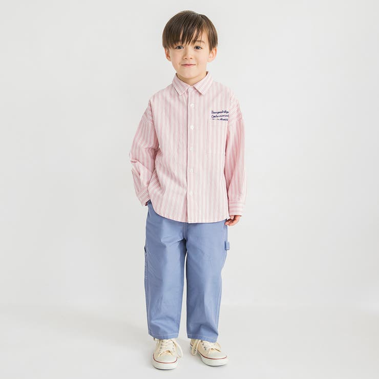 【おそろい】ストライプ柄ロゴ刺しゅう長袖シャツ キッズ 男の子 | ブランシェス | 詳細画像15 