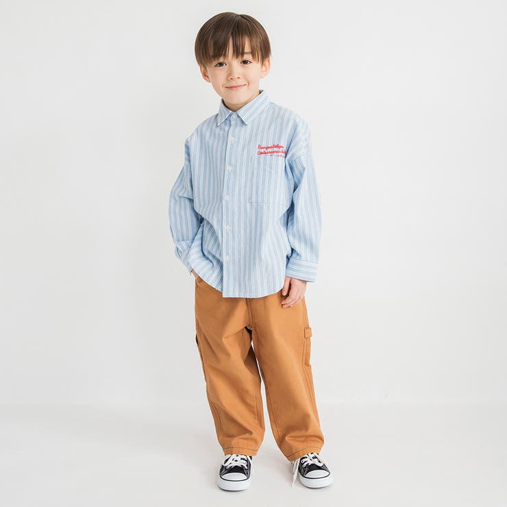 【おそろい】ストライプ柄ロゴ刺しゅう長袖シャツ キッズ 男の子 | ブランシェス | 詳細画像3 