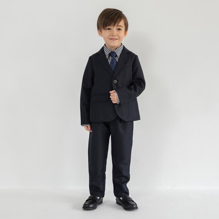 ネイビー ジャケット+ロング パンツ+ギンガム | ブランシェス | 詳細画像1 