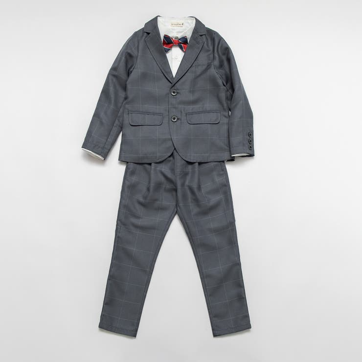 グレーチェック ジャケット＋ロング パンツ＋白 | ブランシェス | 詳細画像2 