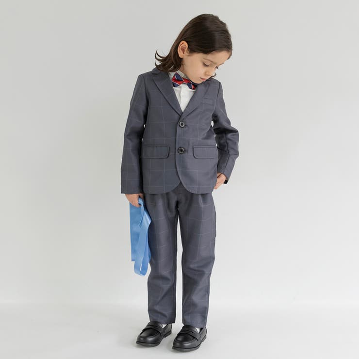 グレーチェック ジャケット＋ロング パンツ＋白 | ブランシェス | 詳細画像3 