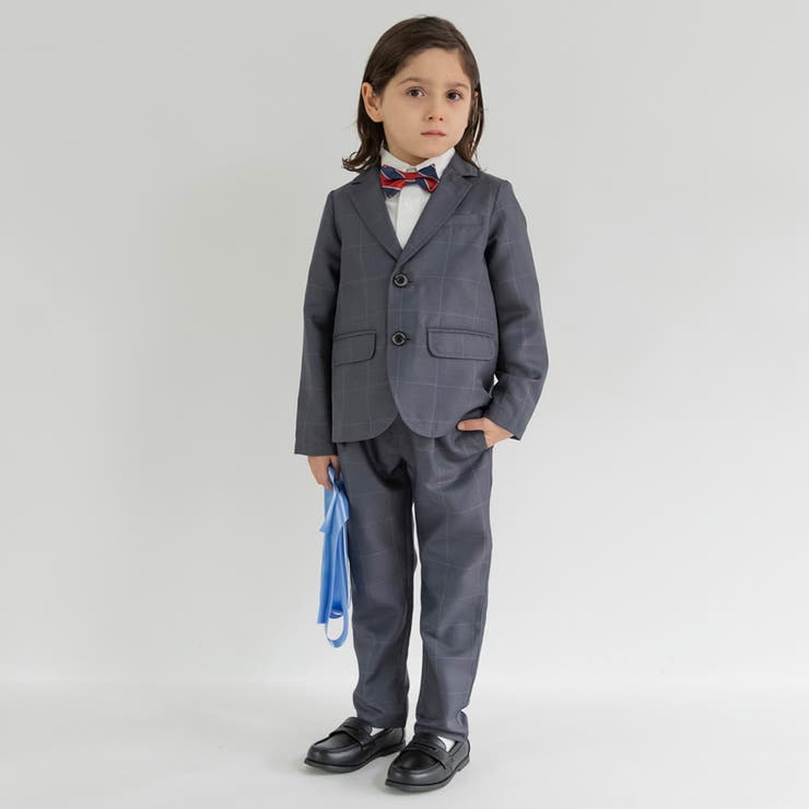 グレーチェック ジャケット＋ロング パンツ＋白 | ブランシェス | 詳細画像4 