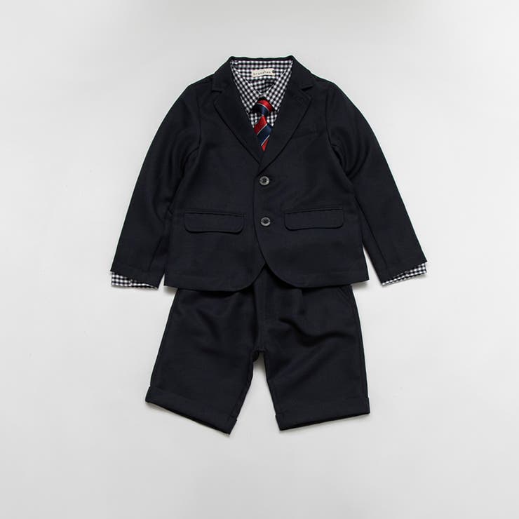 ネイビー ジャケット+ハーフ パンツ+ギンガム | ブランシェス | 詳細画像2 