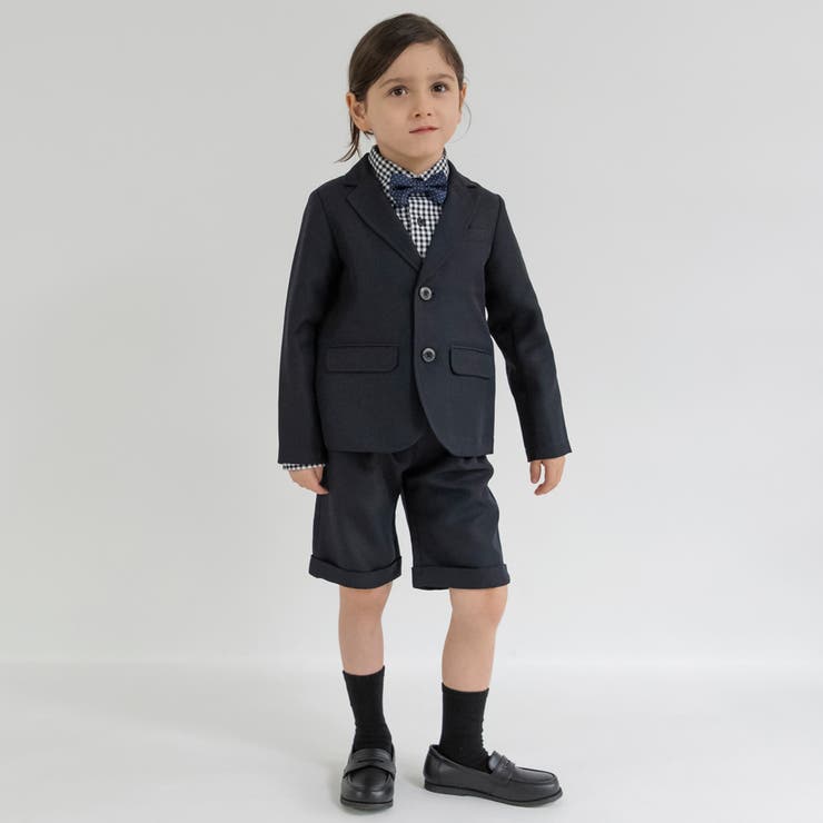 ネイビー ジャケット+ハーフ パンツ+ギンガム | ブランシェス | 詳細画像3 