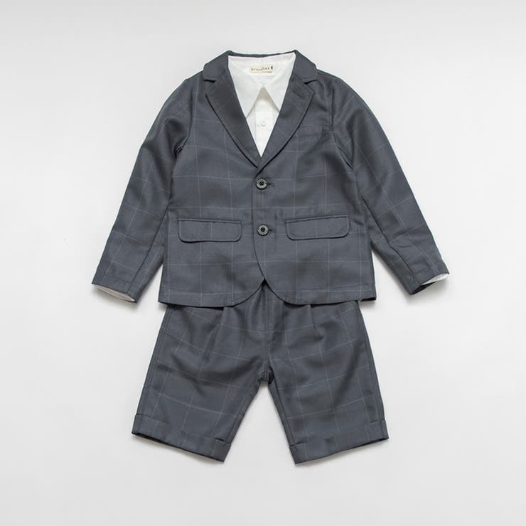 グレーチェック ジャケット＋ハーフ パンツ＋白 | ブランシェス | 詳細画像2 