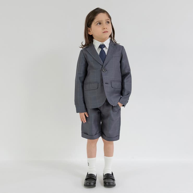 グレーチェック ジャケット＋ハーフ パンツ＋白 | ブランシェス | 詳細画像3 