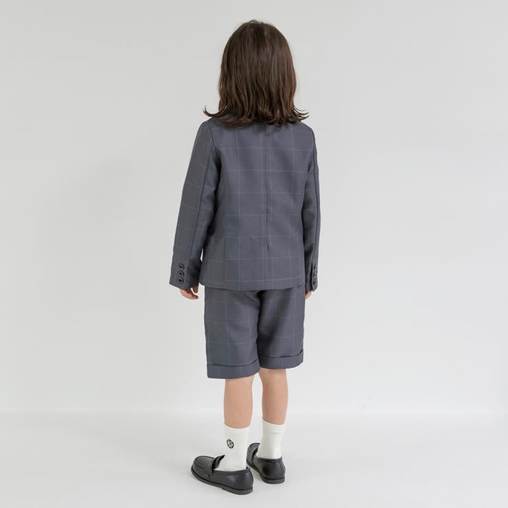 グレーチェック ジャケット＋ハーフ パンツ＋白 | ブランシェス | 詳細画像4 